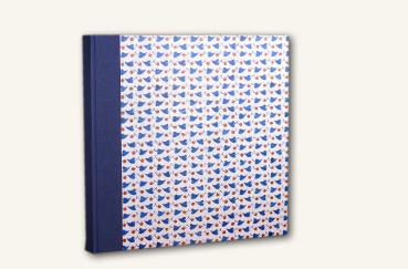 Photo album "Blue hearts", handmade photo album, for gluing, blue linen back